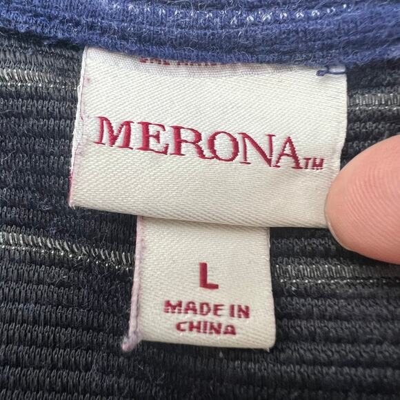 Merona LARGE Blue White Striped Short Sleeve Column Shift T-Shirt Mini Dress - Picture 7 of 7